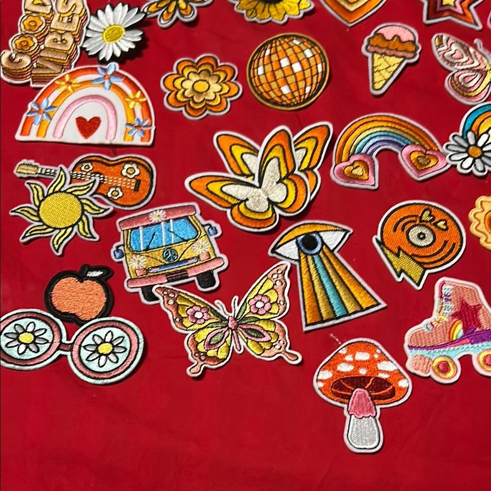 Colorful Iron-On Patches Set of 34